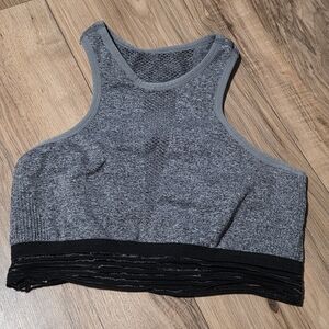 C&C California Heather Gray and Black Sports Bra